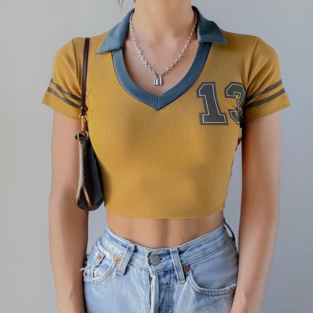 (A8) NEW Free People X Day Dreamer collared crop top, Size Small, NWOT